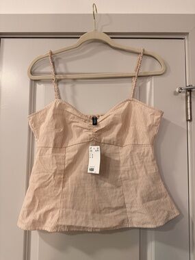 Divided Blush and White Striped Spaghetti Strap Tank